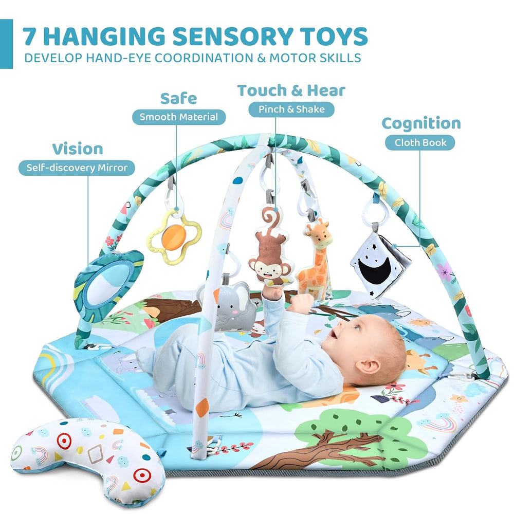 Babygym & lekmatta för baby – 8-i-1 aktivitetsmatta med leksaker (0+ månader)