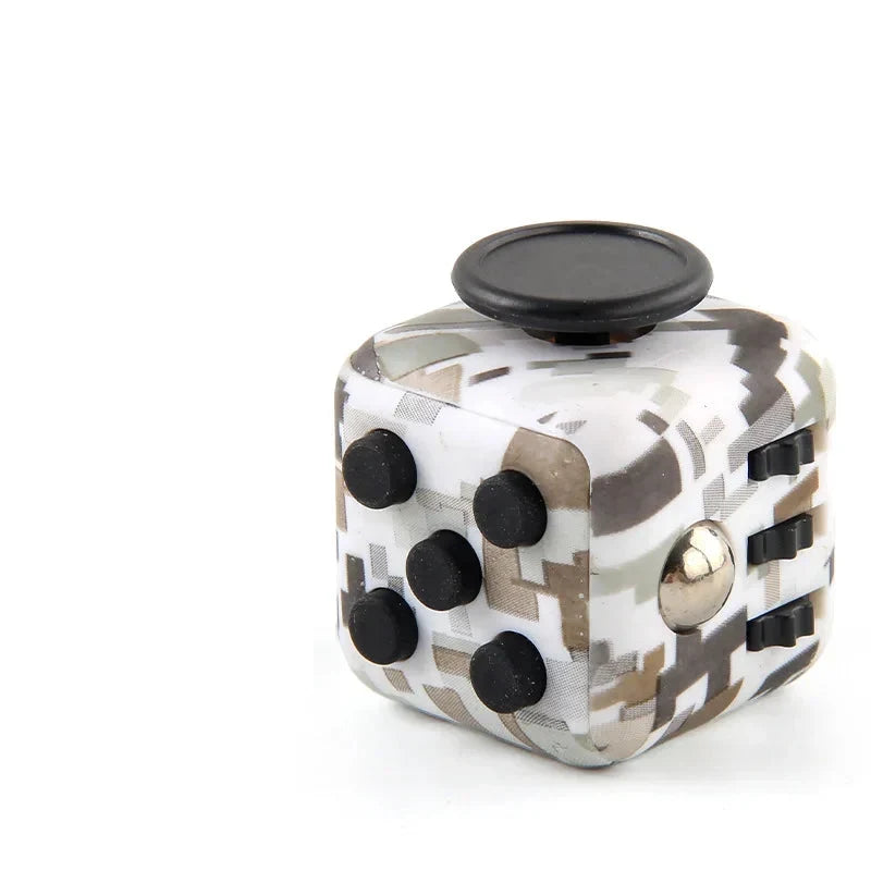 Fidget cube med 6 taktila sidor – tysta klickknappar, stålkula, fickformat | fidgetkub
