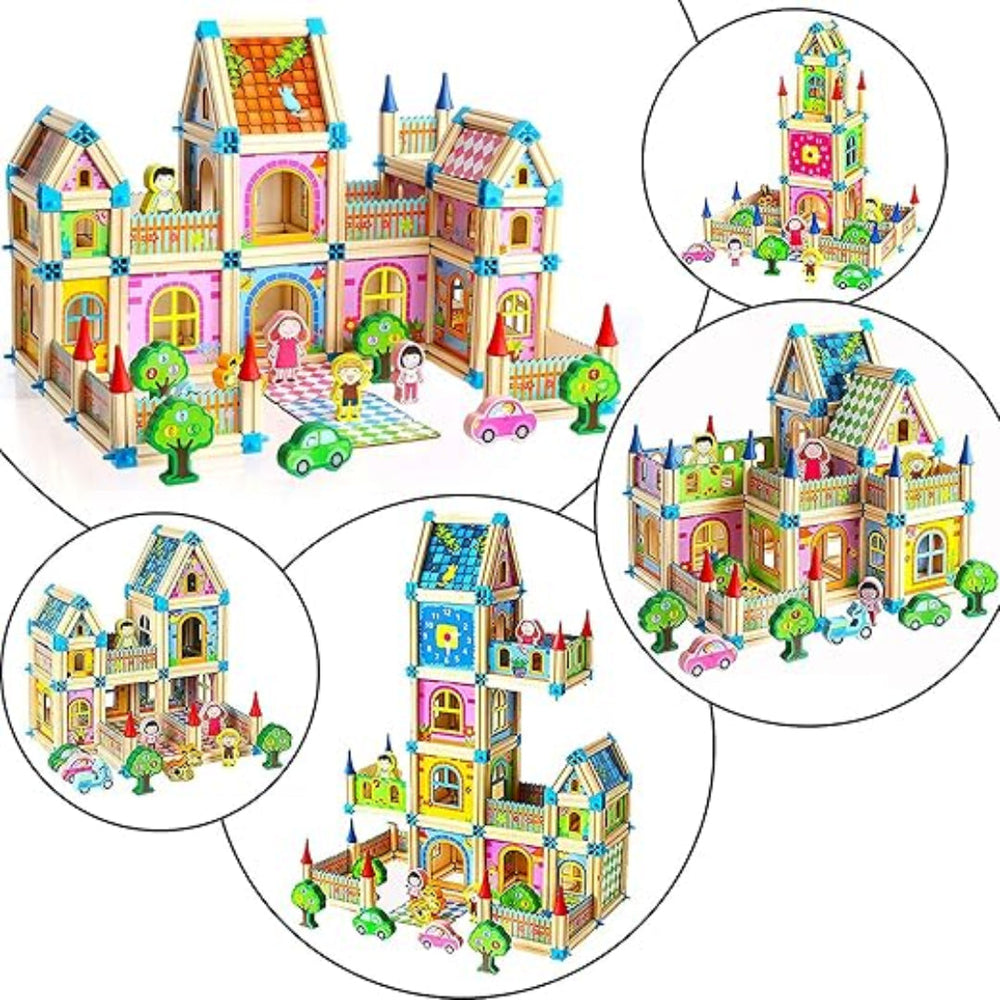 WoodWise™ Träbyggsats för Barn – Hållbart Slottsbygge med Träklossar | Kreativt Leksak från 3 år