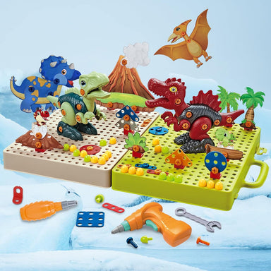 DinoBuilder Byggleksaksset – Kreativt Pedagogiskt Leksak med Fungerande Verktyg och Dino-designs