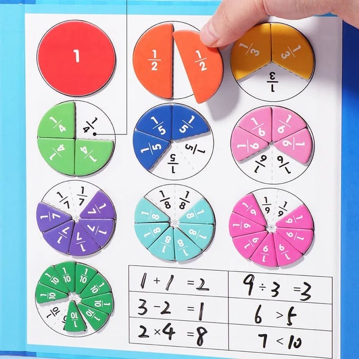 Montessori Magnetiskt Bråkpusselbok för Barn – Lär Dig Matematik Lekfullt och Interaktivt!