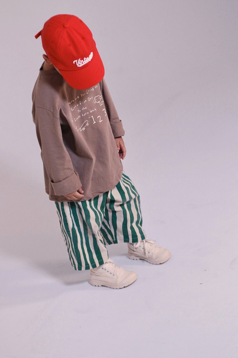 Långärmad tröja – LittlePaws Unisex, Vit/Brun, Bomull, Storlek 0–6 år