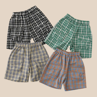 Shorts – PlaidyPlay Unisex, Grön/Svart/Orange/Gul, Bomull, Storlek 0–6 år