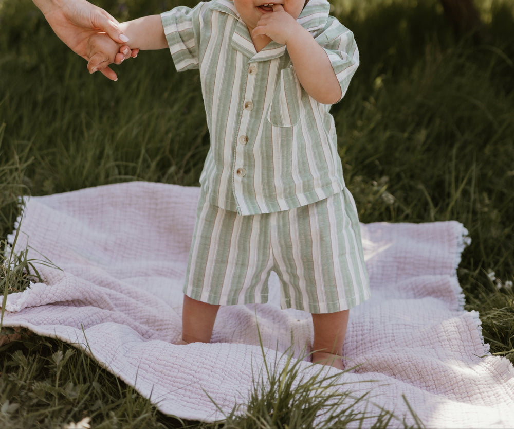 Baby Sommarset 0–3 år – Randig t-shirt & shorts i bomull | Unisex-outfit