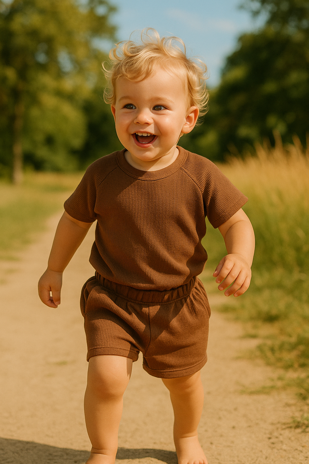 SunnySprout Ribbed Set – Andningsbart Bomullsset för Aktiva Bebisar & Småbarn 0–9 År
