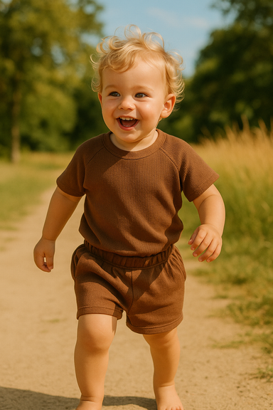SunnySprout Ribbed Set – Andningsbart Bomullsset för Aktiva Bebisar & Småbarn 0–9 År