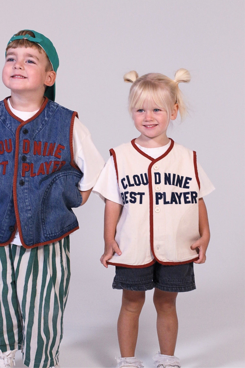Väst – CloudNine Unisex, Beige/Blå, Bomull, Storlek 0–6 år