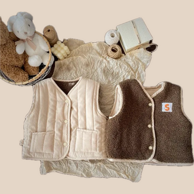 Väst med Ull – Gaborone Unisex, Rosa/Brun/Beige, Bomull, Storlek 0–6 år