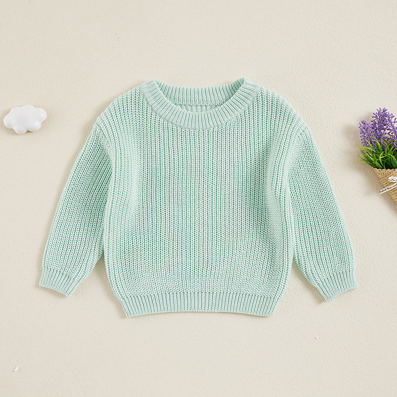 Stickad Tröja – Amba Unisex, Vit/Svart/Blå/Rosa/Grön/Grå/Brun, Bomull, Storlek 0–6 år