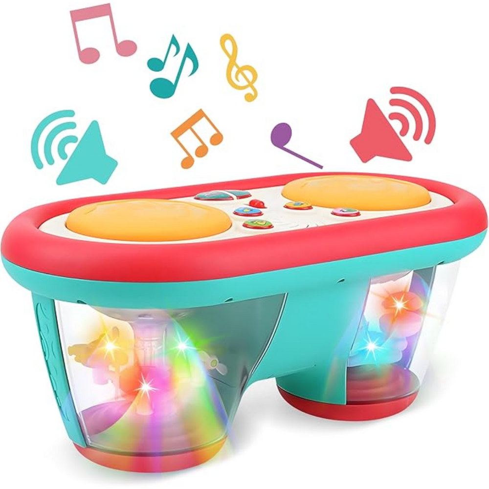Musikalisk babydrumma med ljus & ljud – Stimulerar motorik & sinnen – Från 6 månader