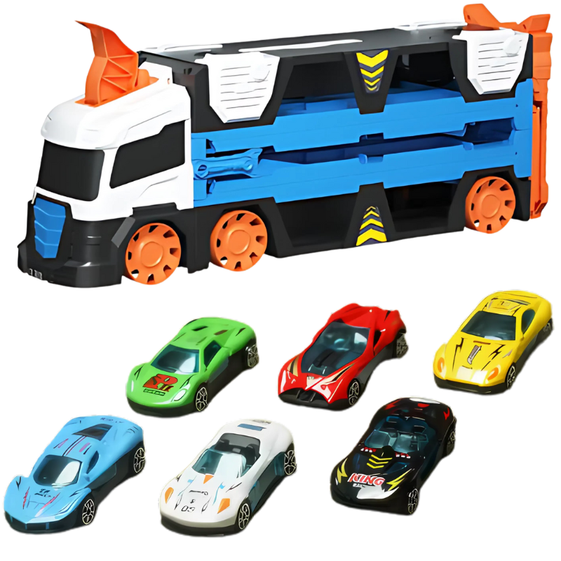 2-i-1 leksakstruck med racerbana – FlexiRacer | Bilset för barn 3+ år