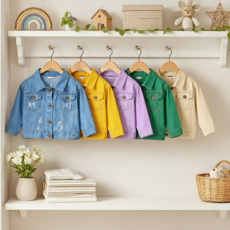 Candy Color Jeansjacka Barn – Lätt Denimjacka | 6Mån-7år