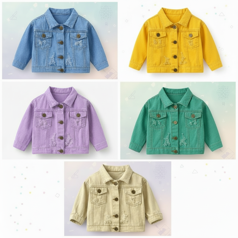 Candy Color Jeansjacka Barn – Lätt Denimjacka | 6Mån-7år