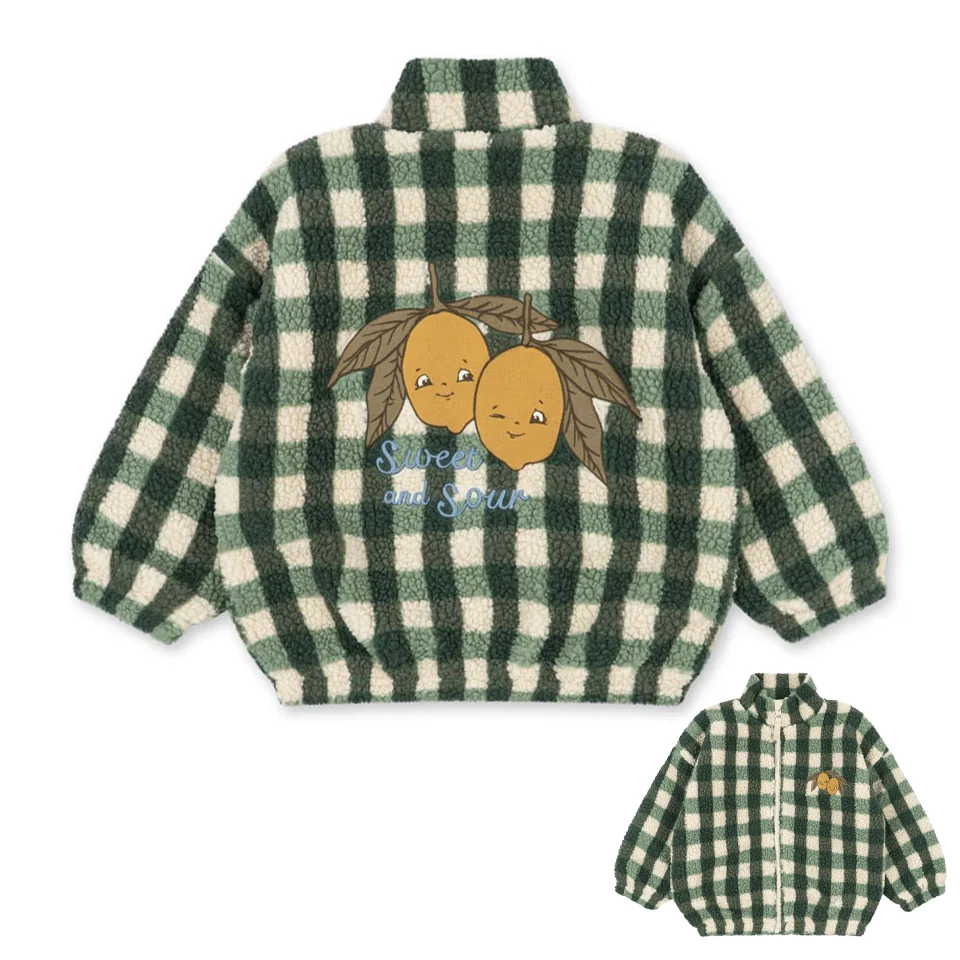 Barnkläder i teddyfleece med mönster – jacka, väst eller byxor, dragkedja | berberfleece barn