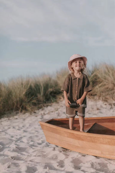 Stickat Babyset Bomull 0–3 År – Unisex Sommaroutfit i Brunt | Andningsbar & Bekväm