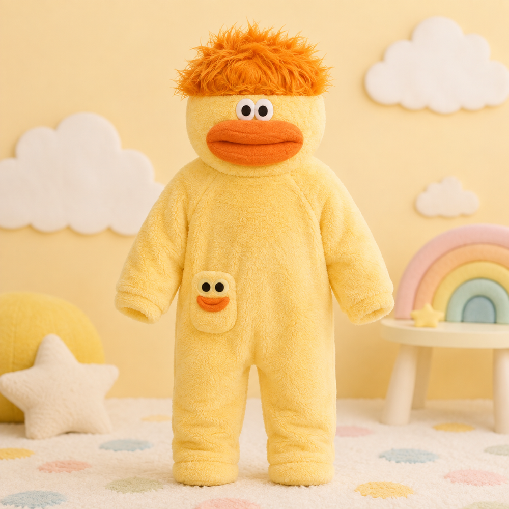 Onesie för barn med monsterdesign och huva – mjukt tyg, rymlig passform | utklädningsdräkt