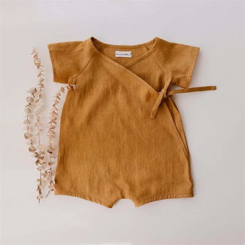 Linne Baby Romper Sommar – Andningsbar & Bekväm | Unisex Babykläder