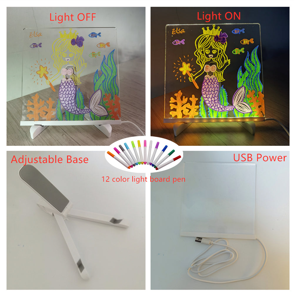 LED Skrivplatta – GlowNote Unisex, Transparent, Akryl, Inkluderar Markeringspenna