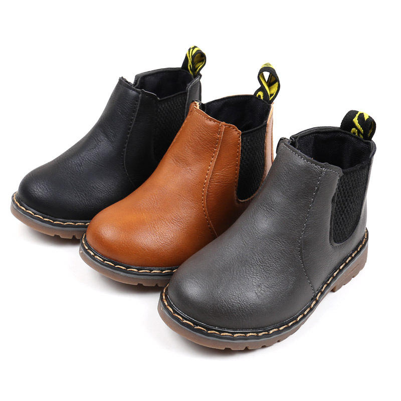 Chelsea boots barn fodrade med sidodragkedja – konstläder, halkskyddad gummisula, resår | barnkängor