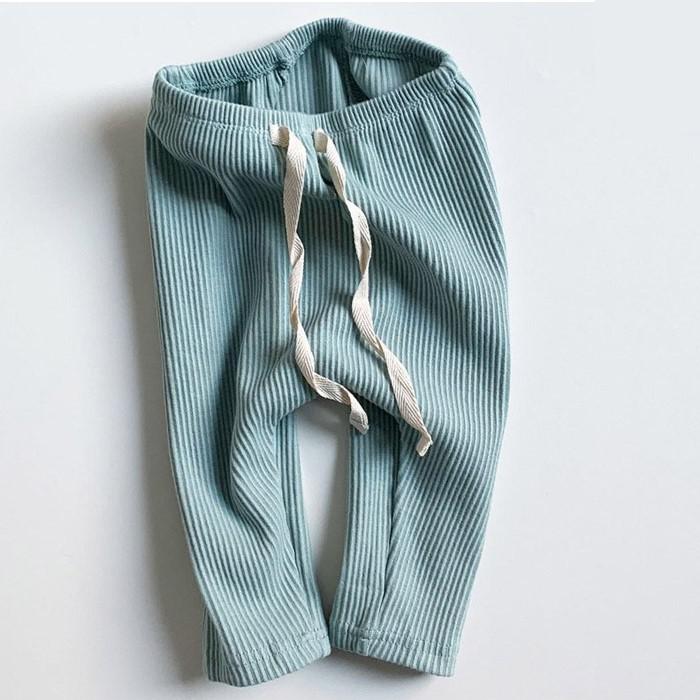 Leggings med Ribb – Flickor, Beige/Brun/Blå/Rosa/Gul, Bomull, Storlek 0–2 år
