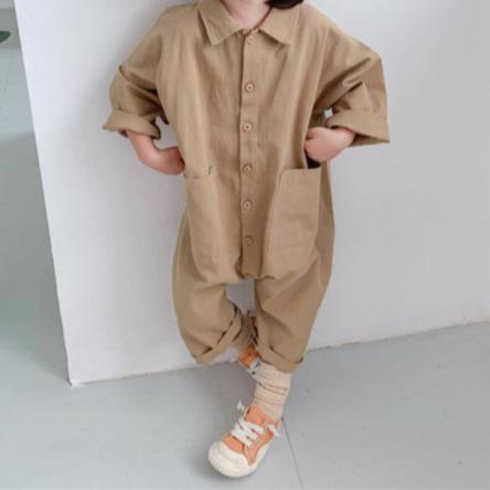 Jumpsuit/Overall för småbarn och barn – I Love My Mummy, Blå/Beige, Bomull, Storlek 1–7 år