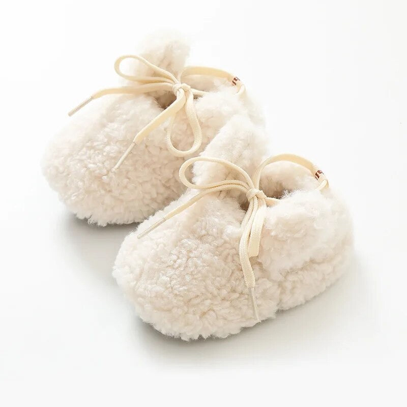 Halkfria Bunny-tofflor för Bebisar – MoreForMini Unisex, Kräm, Ull, Storlek 0–2 År