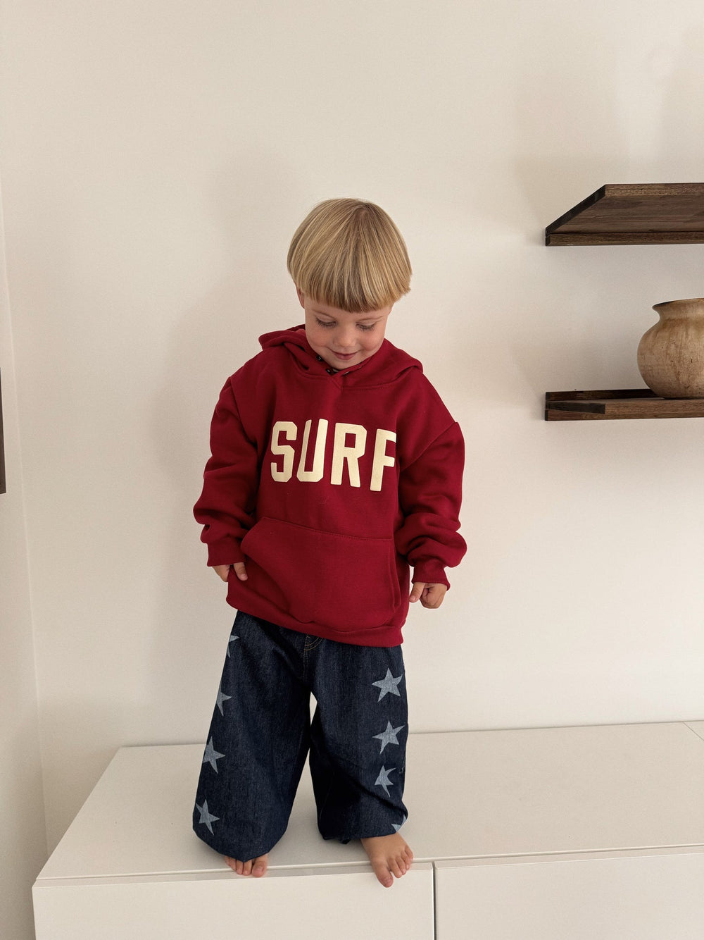 Hoodie – WaveRider Unisex, Grön/Röd/Grå, Bomull, Storlek 0–6 år
