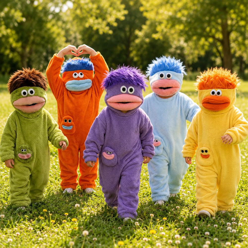 Onesie för barn med monsterdesign och huva – mjukt tyg, rymlig passform | utklädningsdräkt