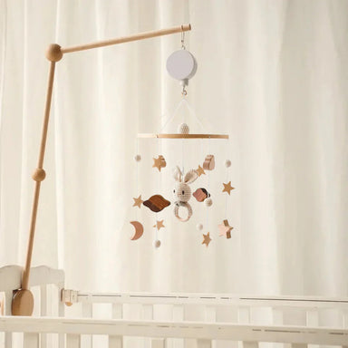 Beroligande Trämobil för Baby Utan Batteri – Naturliga Material & Mjuka Färger | LittleNest SkyWhirl