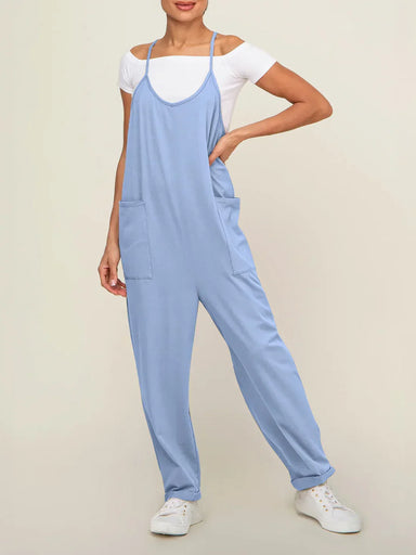 Gravidjumpsuit med stora fickor – ledig passform, stretchig bomullsmix | mammakläder