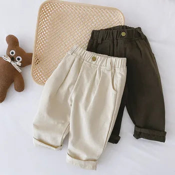 Casualbyxor med resår i midjan - Comfort Boys, Beige/Brun, Storlek 1-5 år