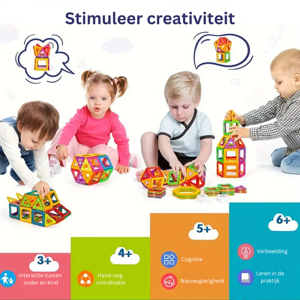 Magnetiska Byggklossar Set 74-delar – Stimulerar Kreativitet & Motorik för Barn