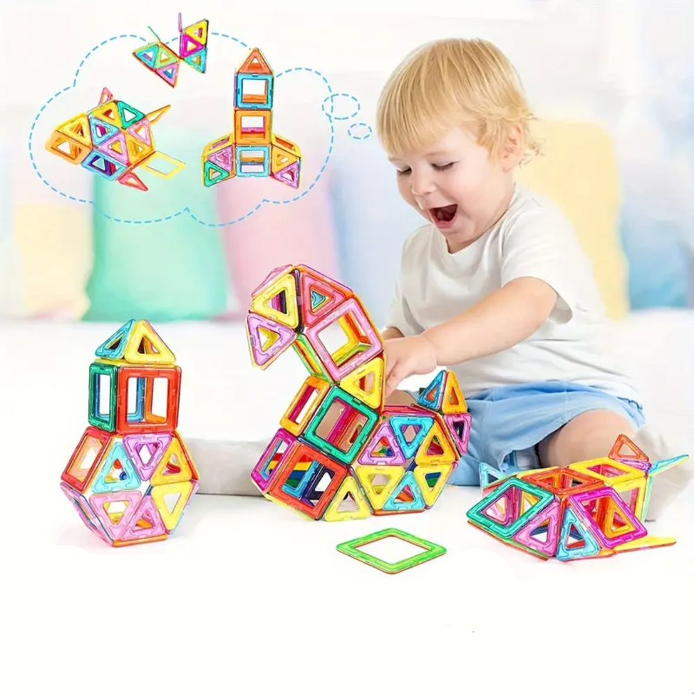 Magnetiska Byggklossar Set 74-delar – Stimulerar Kreativitet & Motorik för Barn