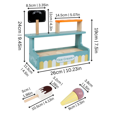 Träglassleksats med magneter – Montessori rollspel för barn från 3 år