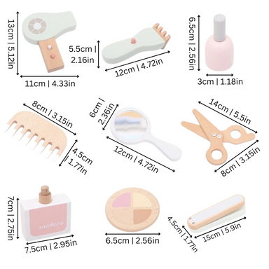 4Ever Wood Beauty Salon Set – Hållbar Träsats för Smink och Frisörlek för Barn