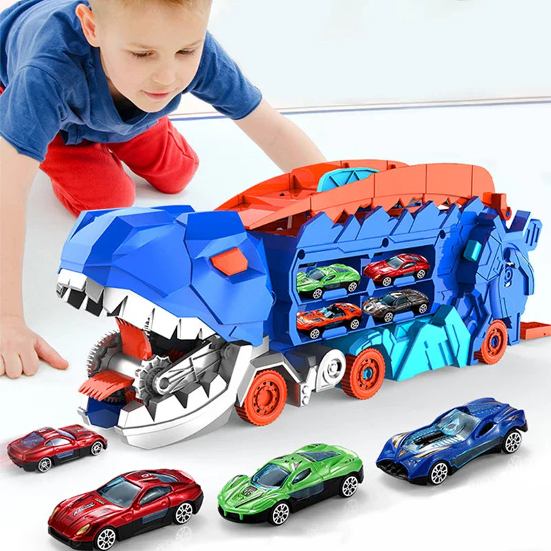 Dino Transportbil – Leksakslastbil för Barn med Dinofigurer, Hållbar Plast, Kreativ Lek