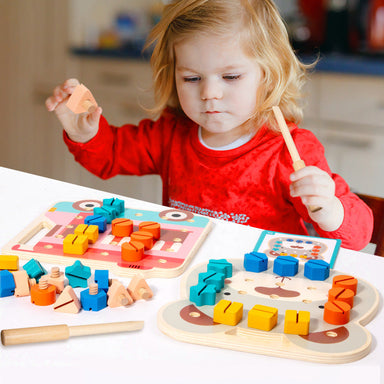Trä-Montessori Skruvspel för Småbarn – Pedagogisk Leksak för Motorik & Färgigenkänning