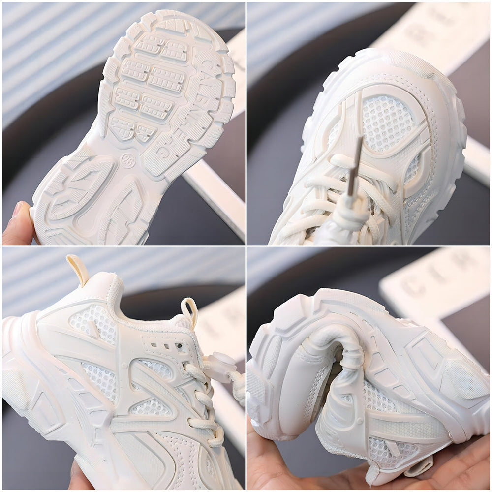 Chunky sneakers för barn med ovandel i mesh – tjock dämpande sula, halkskydd | sportskor