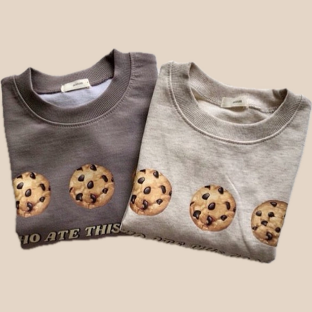Tröja med kakor – Cookiecrew Pojkar/Flickor, Brun/Grå, Bomull, Storlek 0–5 år