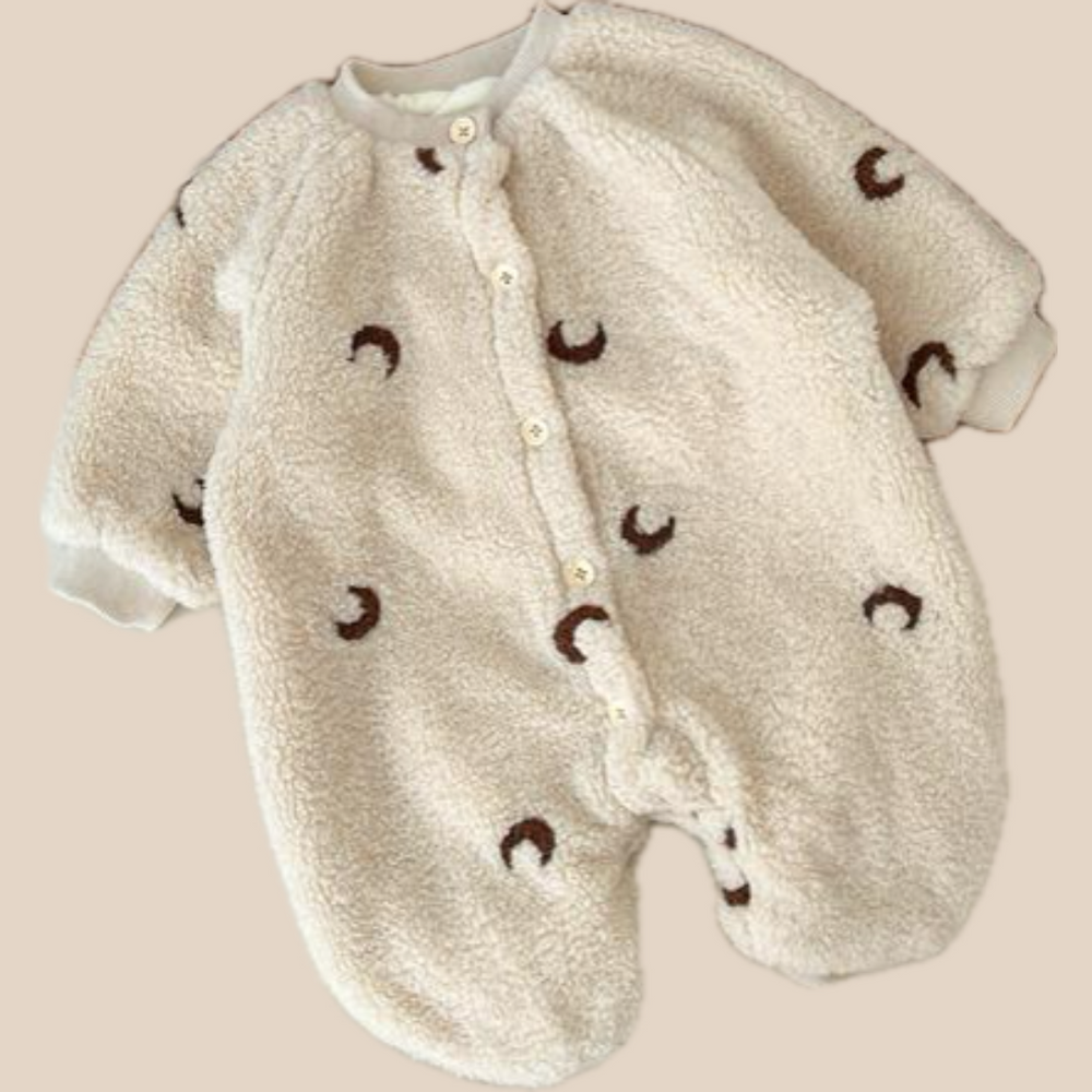 Byxdress/Overall med manar – MoonDreamer Baby, Unisex, Beige, Bomull, Storlek 0–3 år