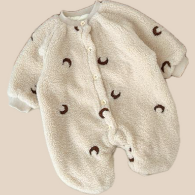 Byxdress/Overall med manar – MoonDreamer Baby, Unisex, Beige, Bomull, Storlek 0–3 år