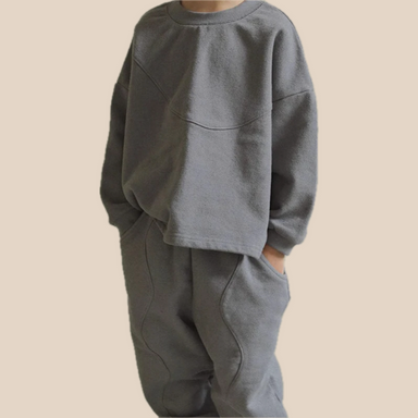 Träningsdräkt – UrbanComfy Unisex, Grå/Beige, Bomull, Storlek 0–6 år