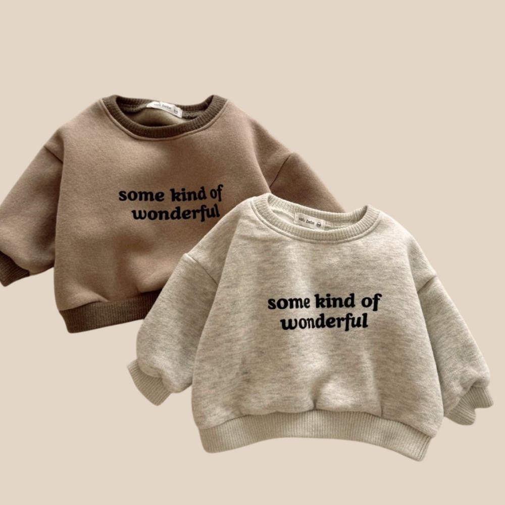 Tröja – WonderWear Unisex, Brun/Grå, Bomull, Storlek 0–5 år