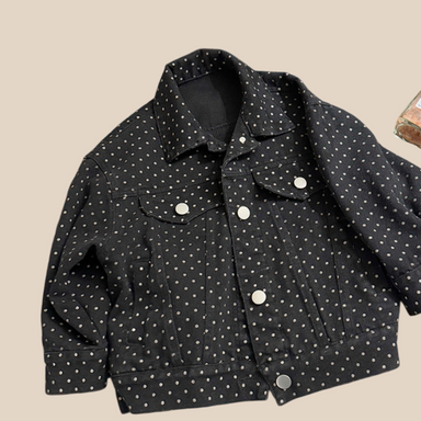 Jeansjacka med prickar – LittleTrend Flickor, Svart, Bomull, Storlek 1–8 år