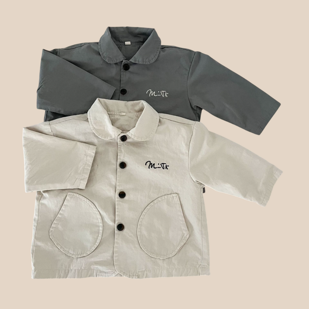 Jacka – LittleUrban Unisex, Grå/Beige, Bomull, Storlek 0–8 år