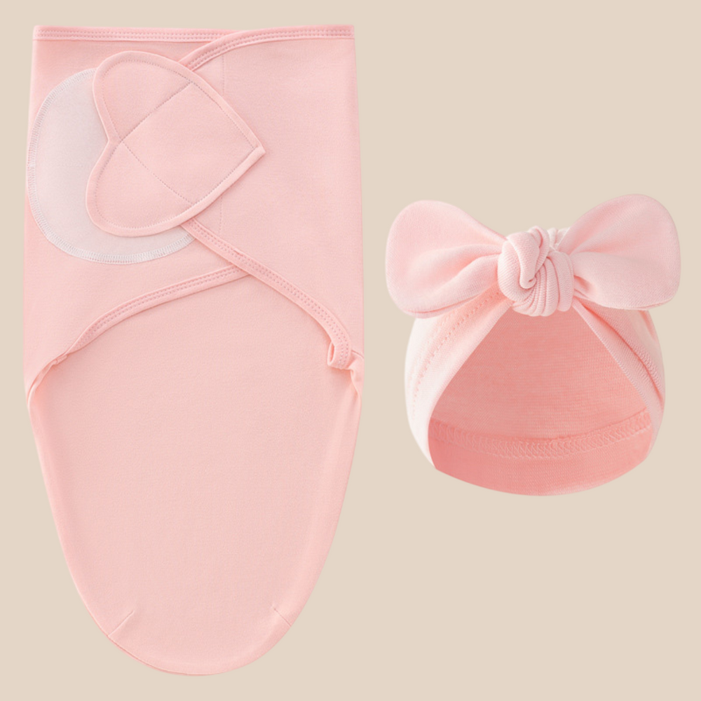 Inbäddningsfilt & Mössa – DreamNest Luxe, Unisex, Grå/Grön/Rosa/Vit/Brun, Bomull, Nyfödd