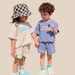 Sommarset med Shorts och T-shirt – CaffèKids Unisex, Blå/Beige, Bomull, Storlek 0–6 år