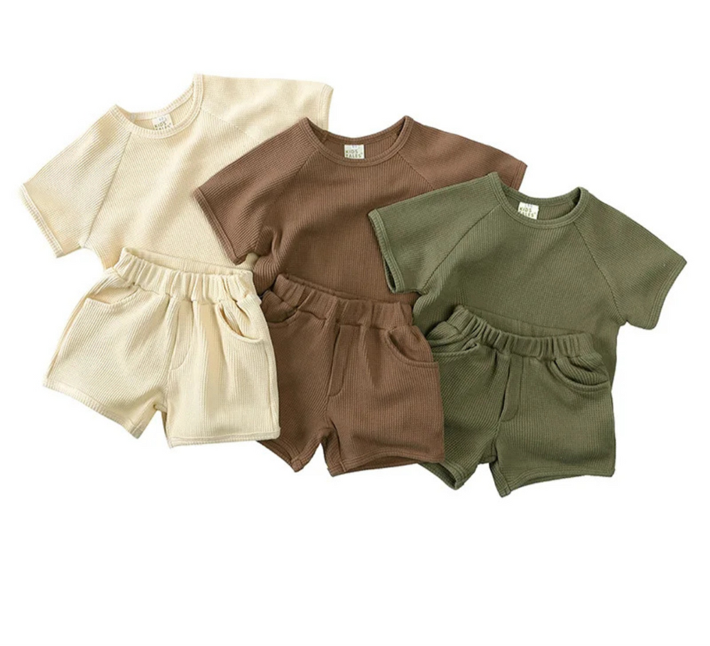 SunnySprout Ribbed Set – Andningsbart Bomullsset för Aktiva Bebisar & Småbarn 0–9 År