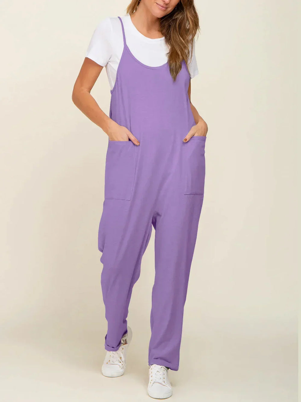 Gravidjumpsuit med stora fickor – ledig passform, stretchig bomullsmix | mammakläder