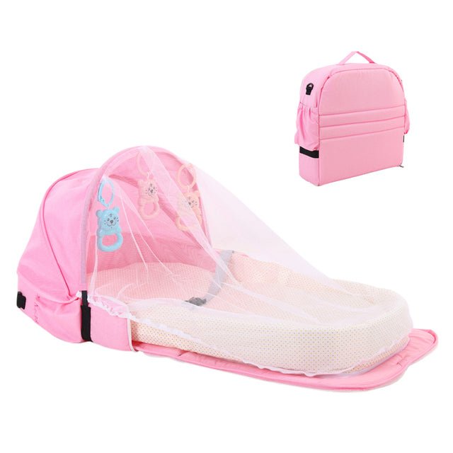 Hopfällbar resesäng för baby – Med myggnät & solskydd (0–18 månader)